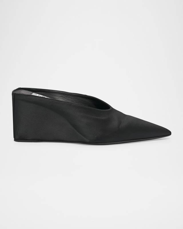 Satin Wedge Mules